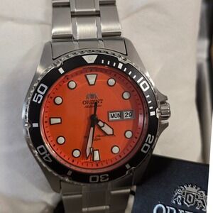 Orient AAO2 Automatic Orange Dive 41.5 mm Japanese Watch Sapphire Day Date Box